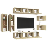 Ensemble de meuble TV 8 pcs Chêne sonoma Bois d'ingénierie