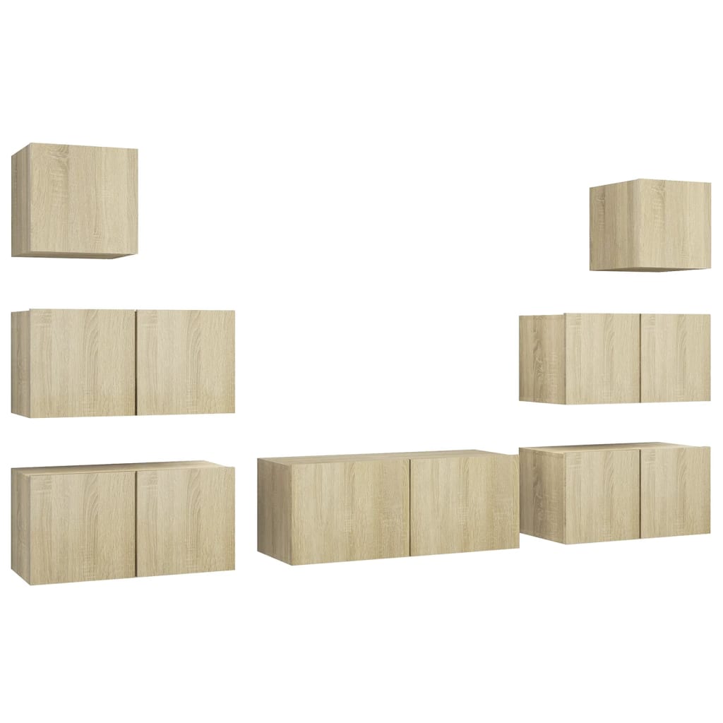 Ensemble de meuble TV 7 pcs Chêne sonoma Bois d'ingénierie