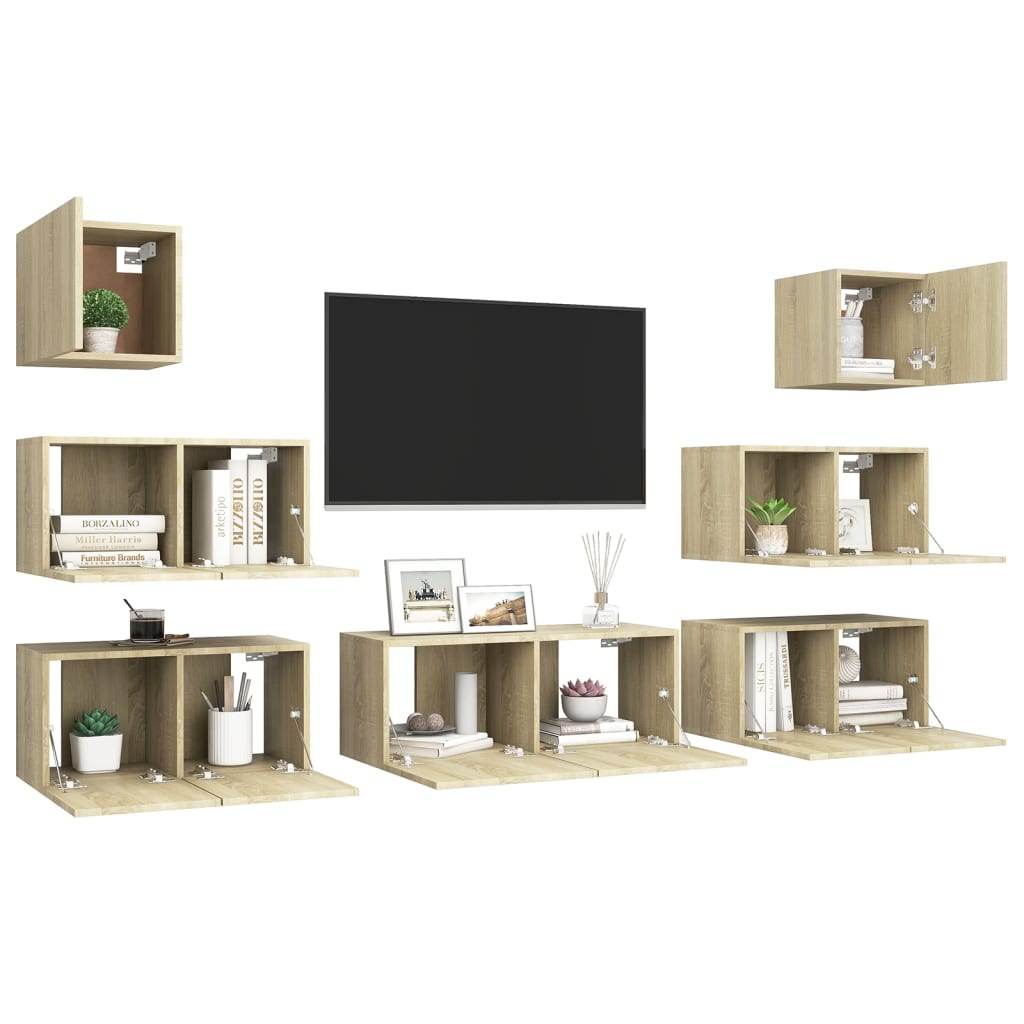 Ensemble de meuble TV 7 pcs Chêne sonoma Bois d'ingénierie