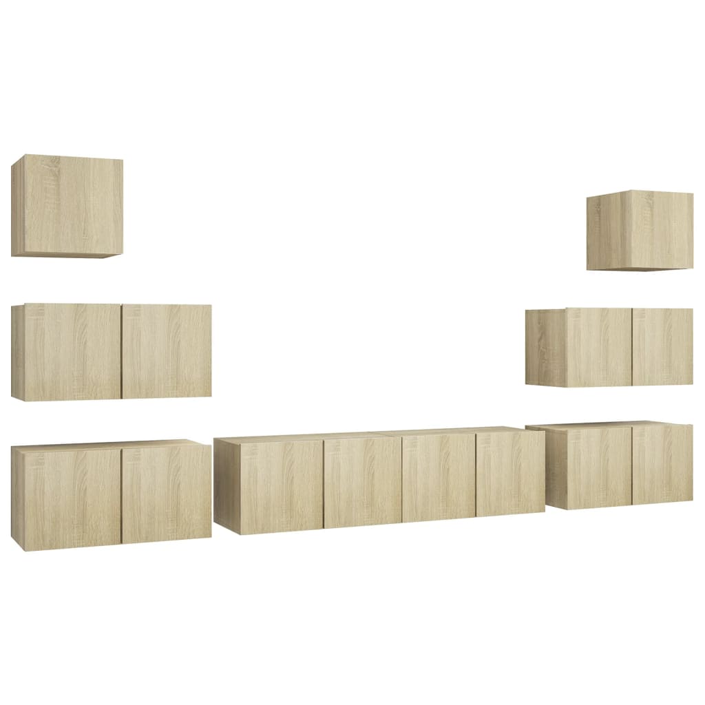 Ensemble de meubles TV 8 pcs Chêne sonoma Bois d'ingénierie