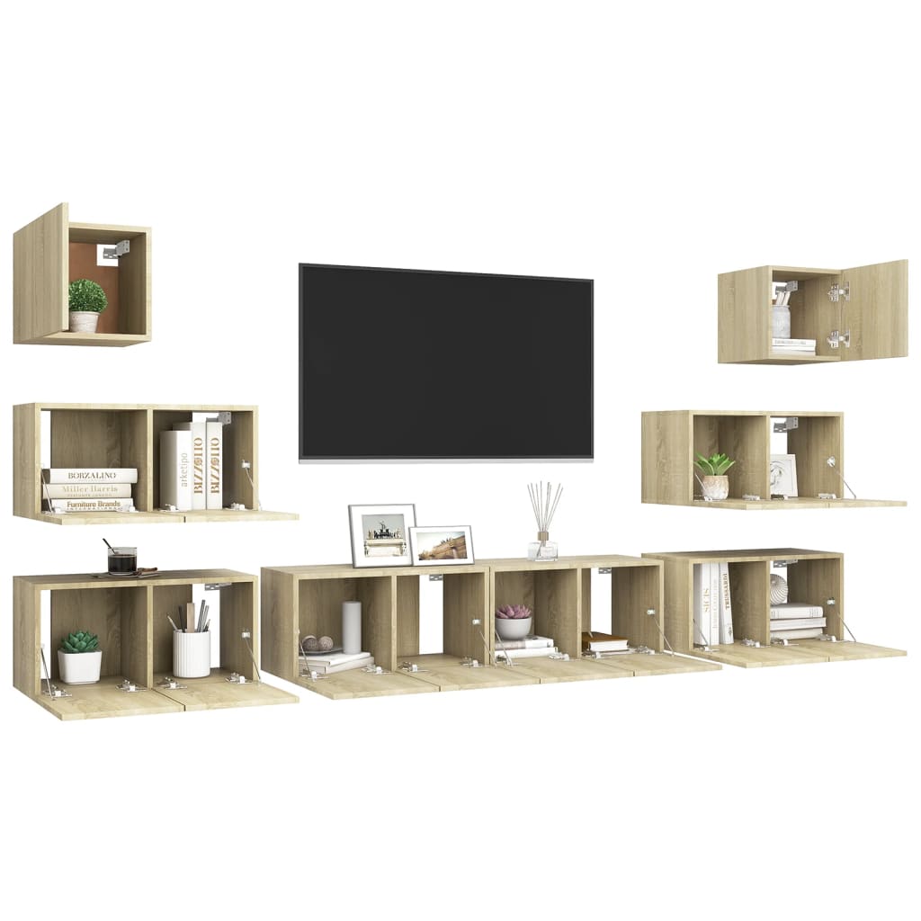 Ensemble de meubles TV 8 pcs Chêne sonoma Bois d'ingénierie