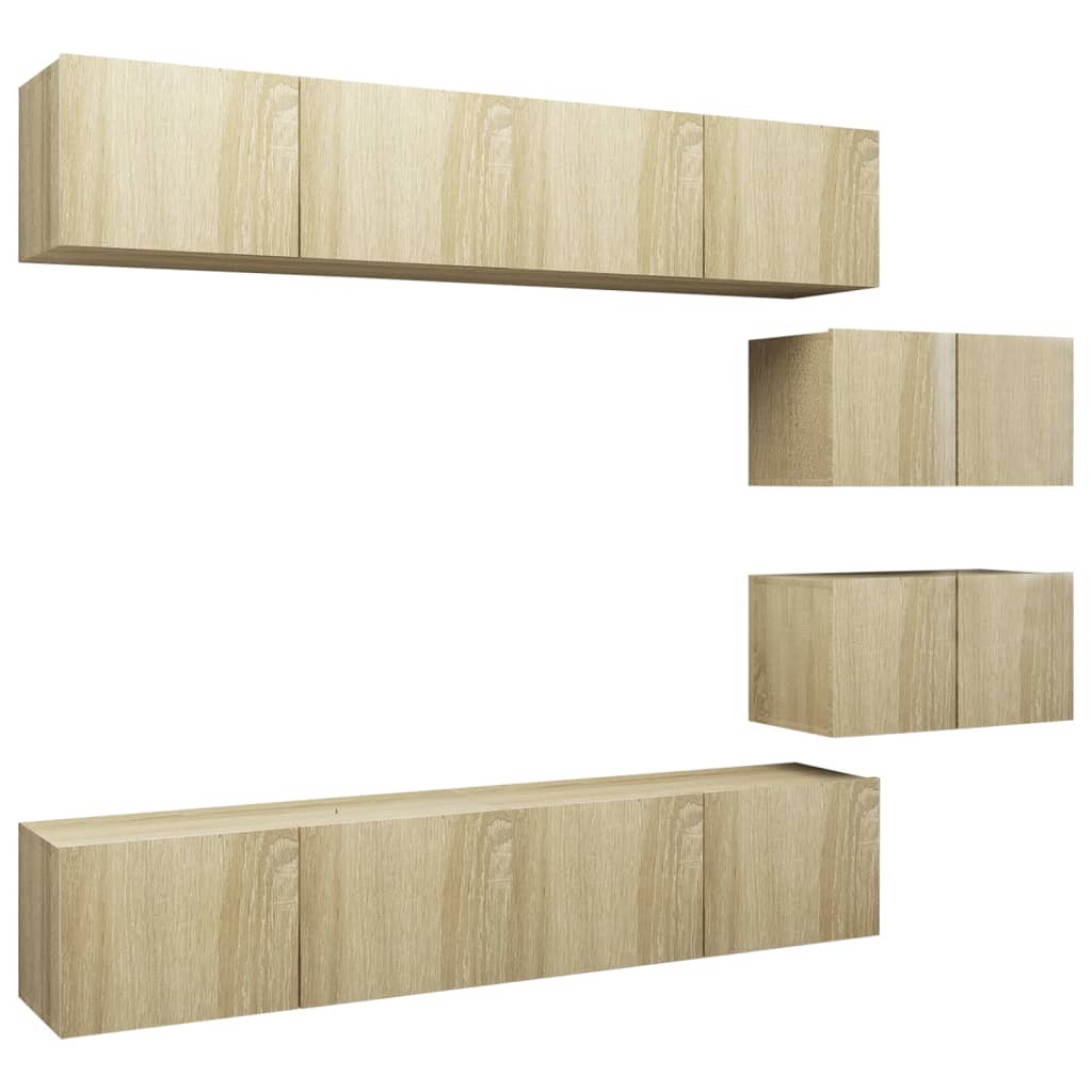 Ensemble de meuble TV 6 pcs Chêne sonoma Bois d'ingénierie