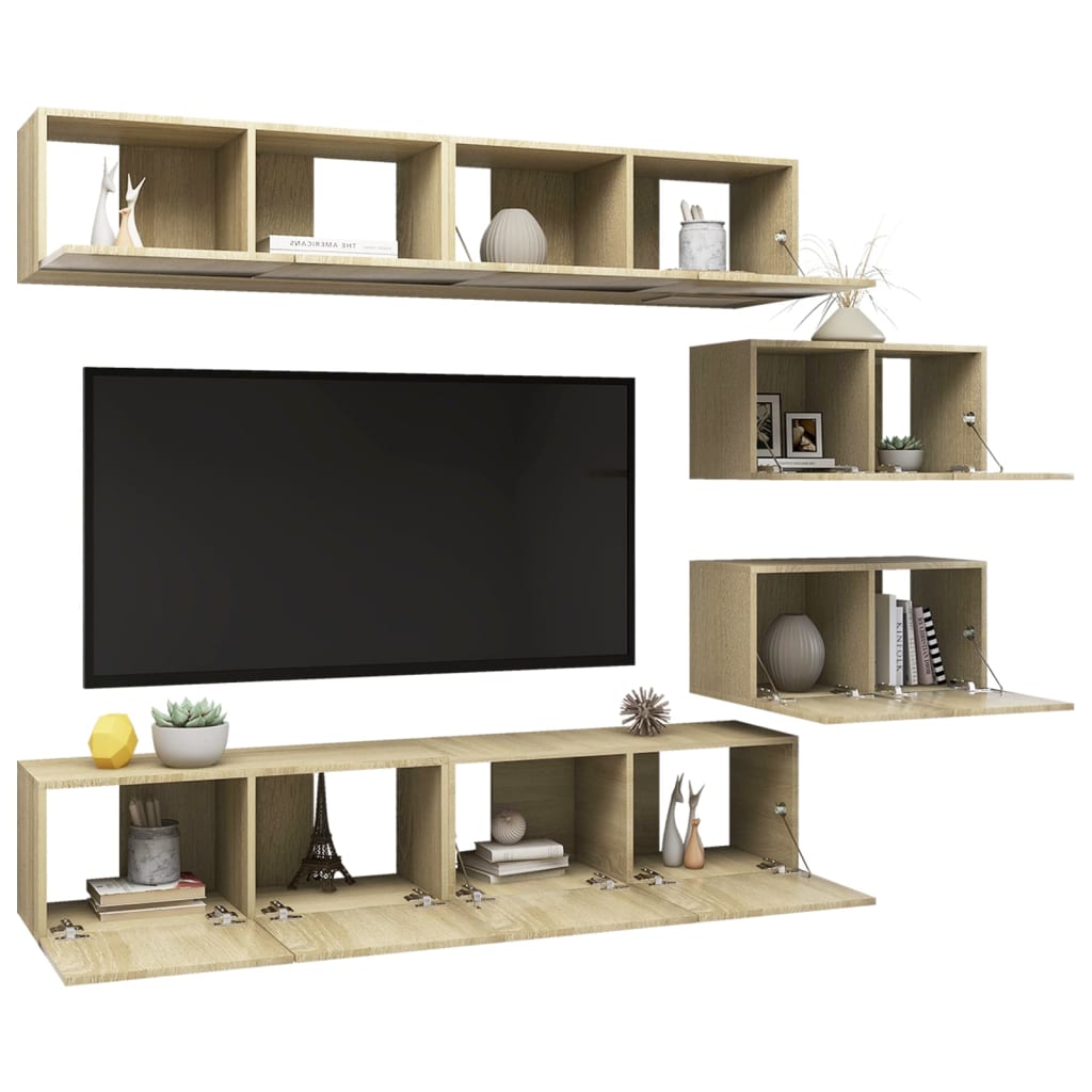 Ensemble de meuble TV 6 pcs Chêne sonoma Bois d'ingénierie