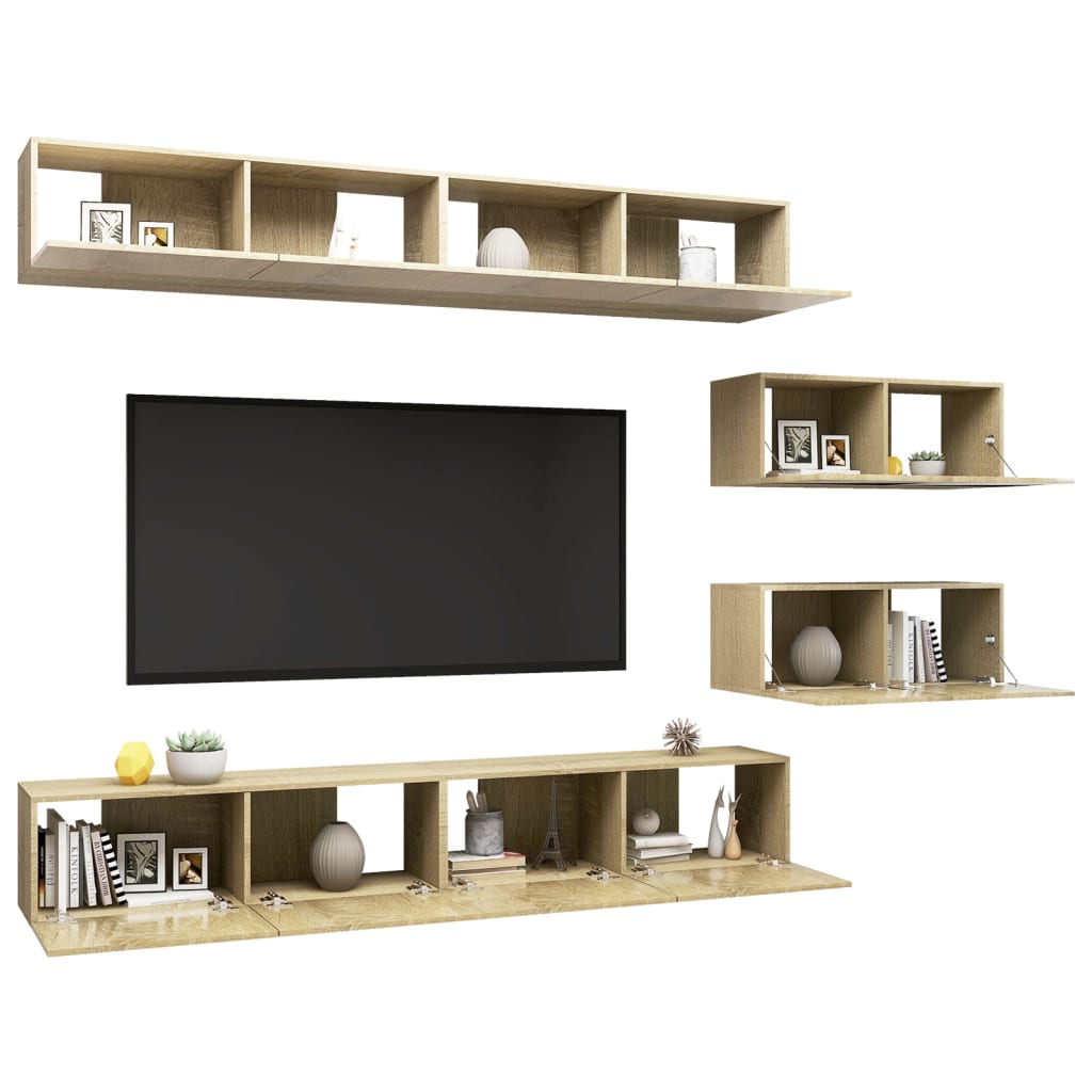 Ensemble de meuble TV 6 pcs Chêne sonoma Bois d'ingénierie