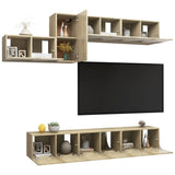 7 Piece TV Stand Set Sonoma Oak Engineered Wood