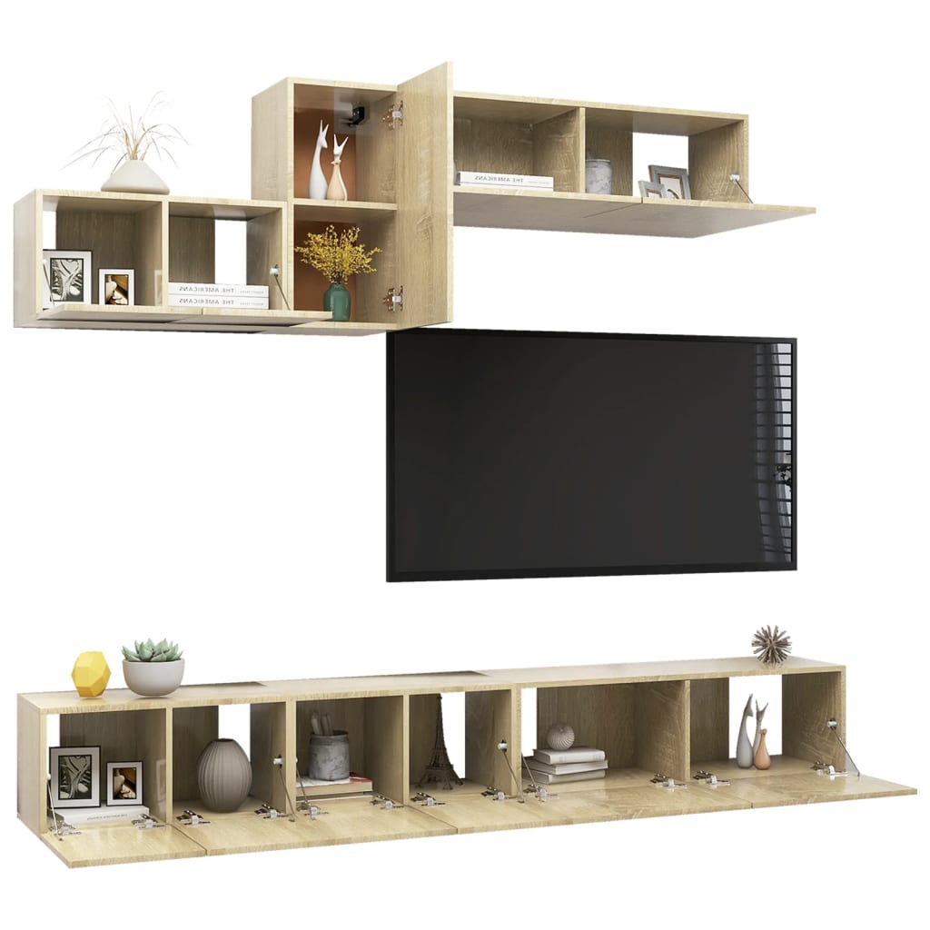 Ensemble de meubles TV 6 pcs Chêne sonoma Bois d'ingénierie