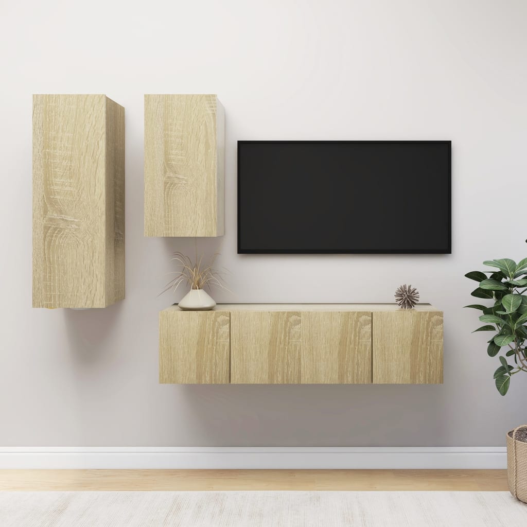 Ensemble de meubles TV 4 pcs Chêne sonoma Bois d'ingénierie