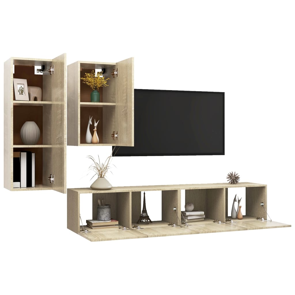 Ensemble de meubles TV 4 pcs Chêne sonoma Bois d'ingénierie