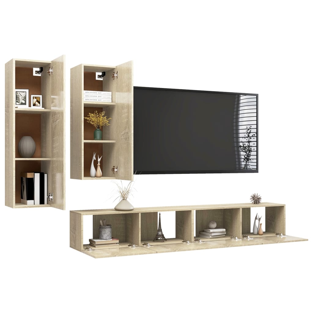 Ensemble de meubles TV 4 pcs Chêne sonoma Bois d'ingénierie