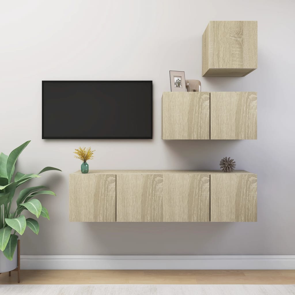 4 Piece TV Stand Set Sonoma Oak Engineered Wood