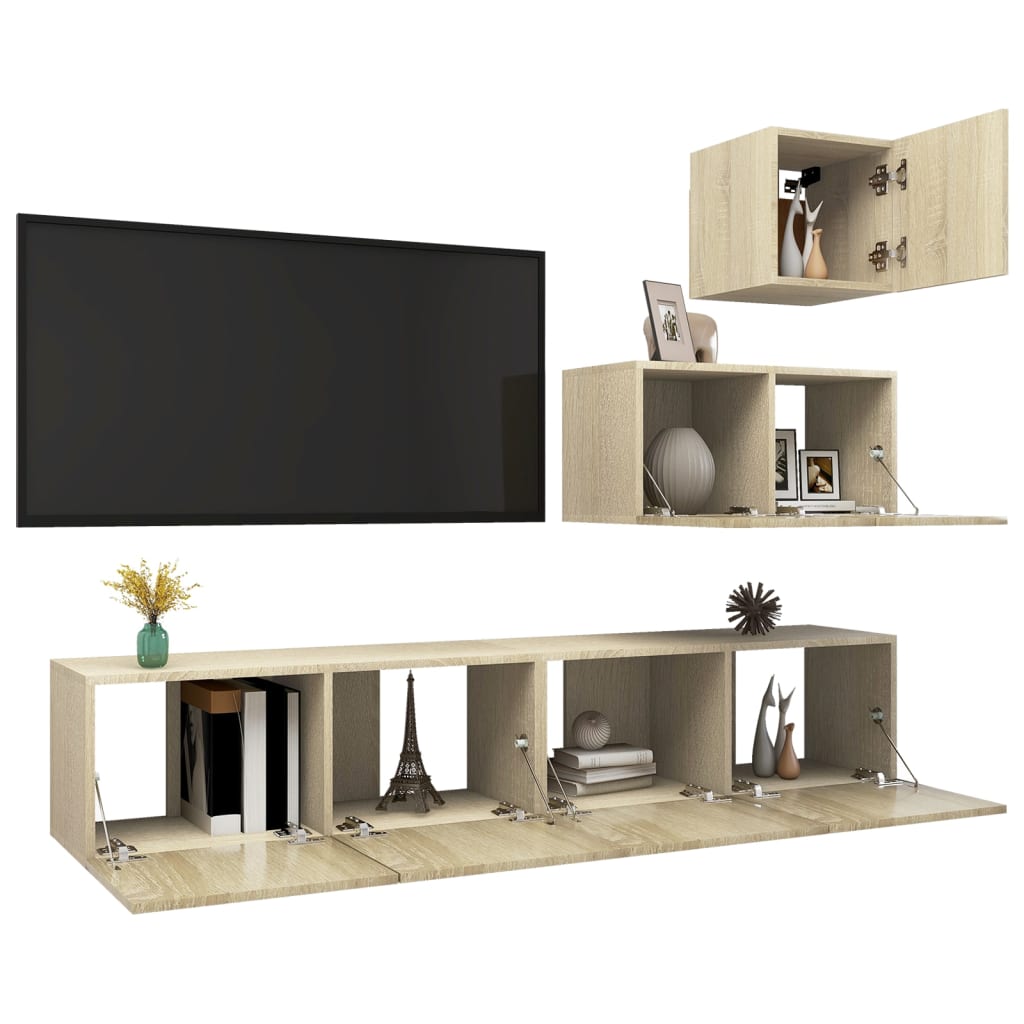 Ensemble de meuble TV 4 pcs Chêne sonoma Bois d'ingénierie