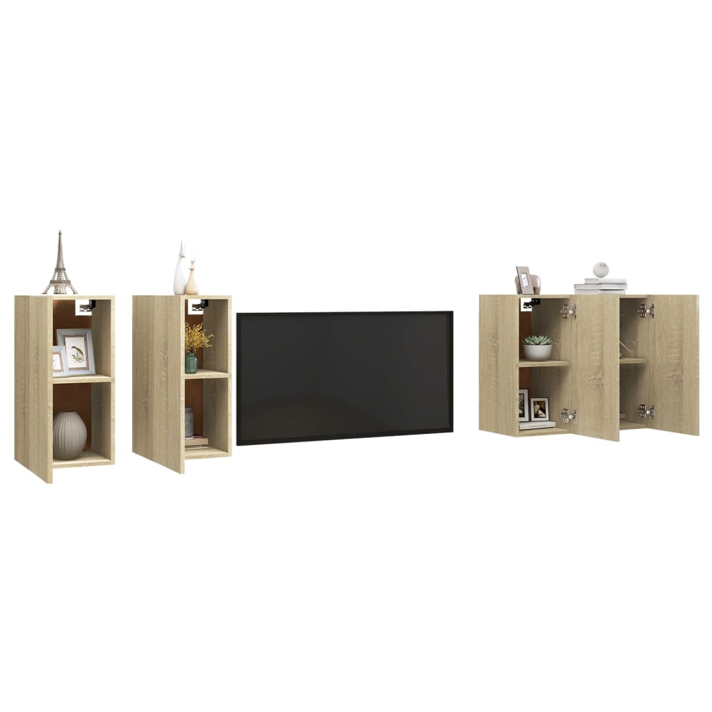 Meubles TV 4 pcs Chêne sonoma 30,5x30x60 cm Bois d'ingénierie