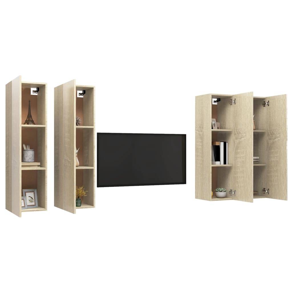 Meubles TV 4 pcs Chêne sonoma 30,5x30x110 cm Bois d'ingénierie