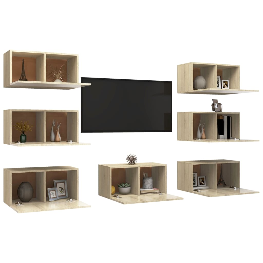 Meubles TV 7 pcs Chêne sonoma 30,5x30x60 cm Bois d'ingénierie