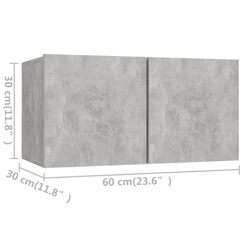 Meubles TV 4 pcs Gris béton 60x30x30 cm Bois d'ingénierie