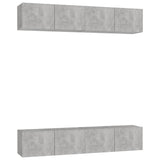 TV cabinet 4 pcs Concrete gray 80x30x30 cm Engineered wood