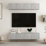 TV cabinet 4 pcs Concrete gray 80x30x30 cm Engineered wood