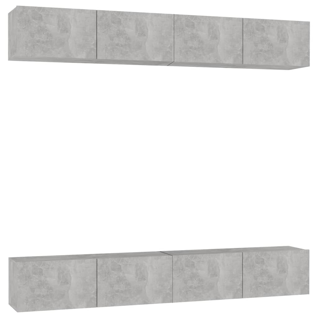 Meubles TV 4 pcs Gris béton 100x30x30 cm Bois d'ingénierie