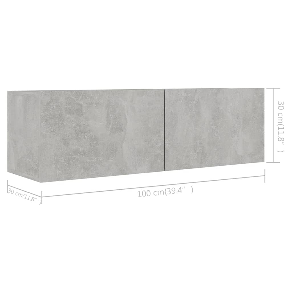 Meubles TV 4 pcs Gris béton 100x30x30 cm Bois d'ingénierie