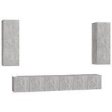 Ensemble de meubles TV 5 pcs Gris béton Bois d'ingénierie