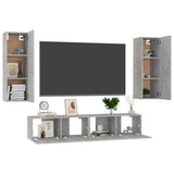 Ensemble de meubles TV 4 pcs Gris béton Bois d'ingénierie