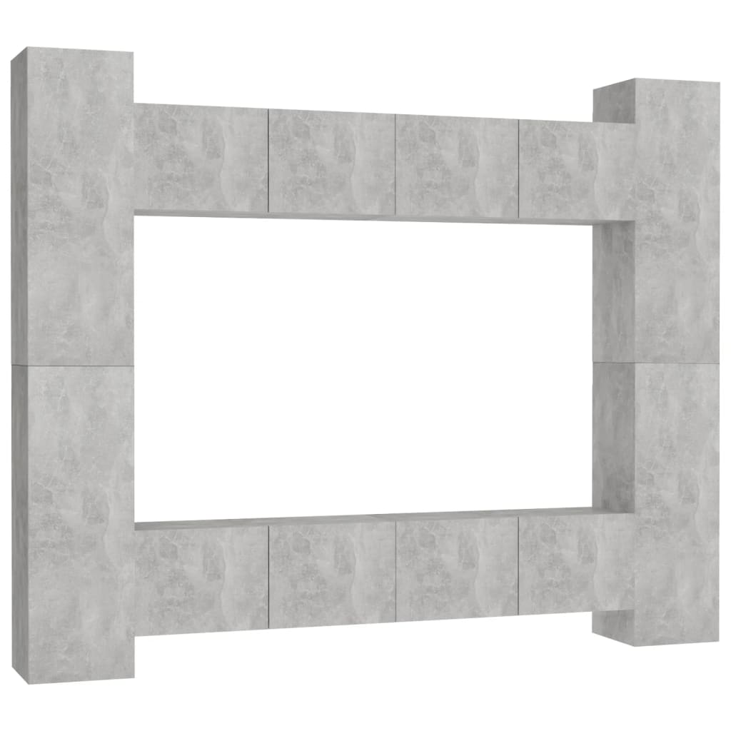 Ensemble de meubles TV 8 pcs Gris béton Bois d'ingénierie