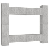 Ensemble de meubles TV 8 pcs Gris béton Bois d'ingénierie