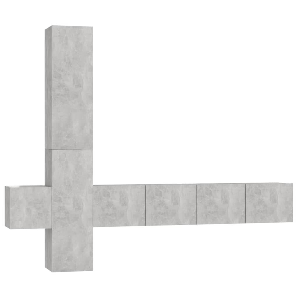 Ensemble de meubles TV 5 pcs Gris béton Bois d'ingénierie