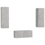 Ensemble de meubles TV 3 pcs Gris béton Bois d'ingénierie