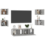 Ensemble de meubles TV 6 pcs Gris béton Bois d'ingénierie