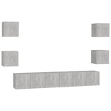 Ensemble de meubles TV 7 pcs Gris béton Bois d'ingénierie