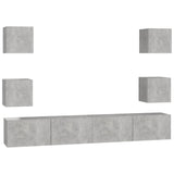 Ensemble de meubles TV 6 pcs Gris béton Bois d'ingénierie