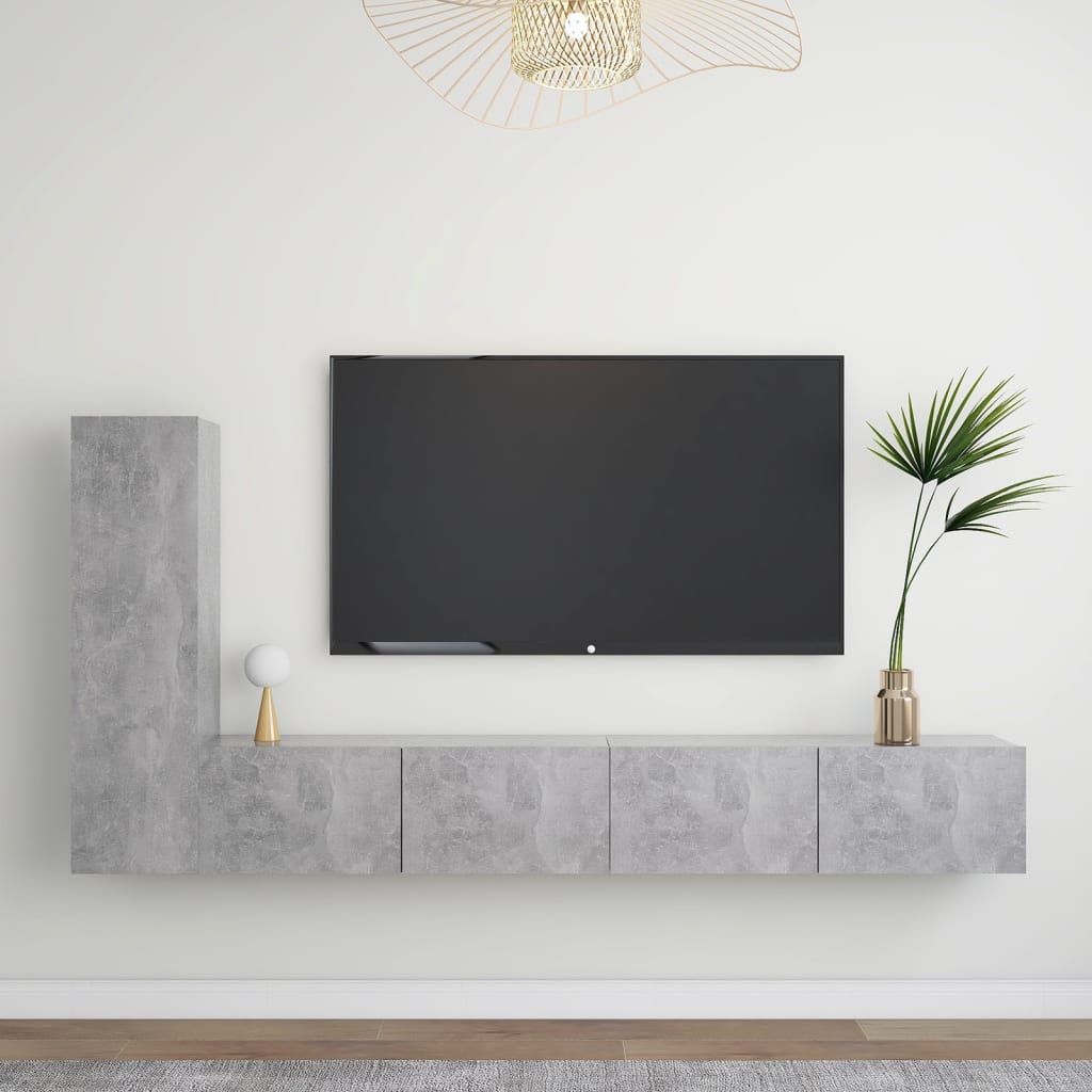 Ensemble de meubles TV 3 pcs Gris béton Bois d'ingénierie