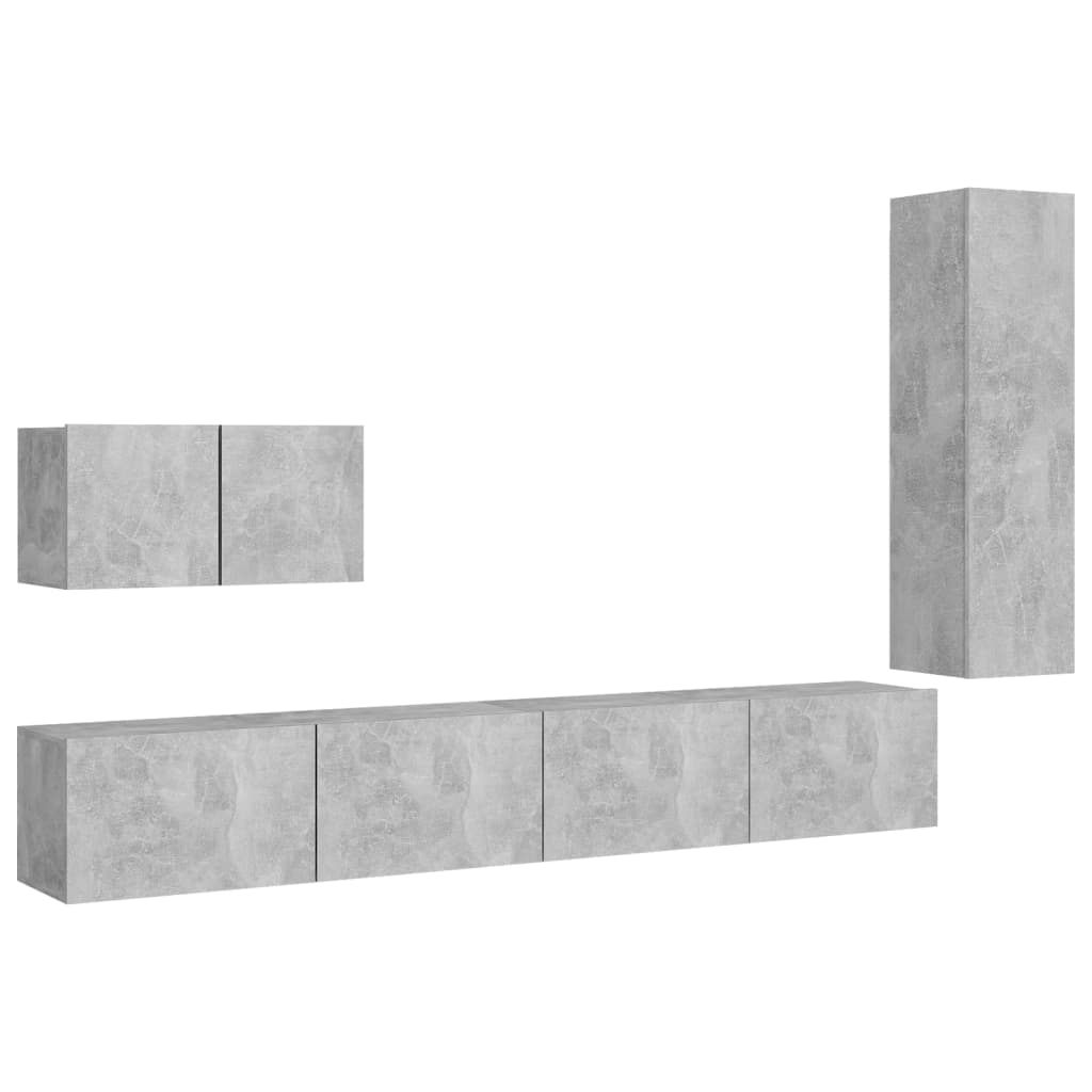 Ensemble de meubles TV 4 pcs Gris béton Bois d'ingénierie