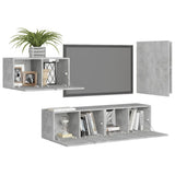 Ensemble de meubles TV 4 pcs Gris béton Bois d'ingénierie