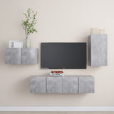 Ensemble de meubles TV 4 pcs Gris béton Bois d'ingénierie