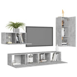 Ensemble de meubles TV 4 pcs Gris béton Bois d'ingénierie