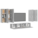 Ensemble de meubles TV 6 pcs Gris béton Bois d'ingénierie