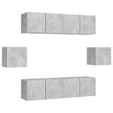 Ensemble de meubles TV 6 pcs Gris béton Bois d'ingénierie