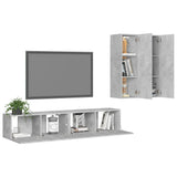 Ensemble de meubles TV 4 pcs Gris béton Bois d'ingénierie