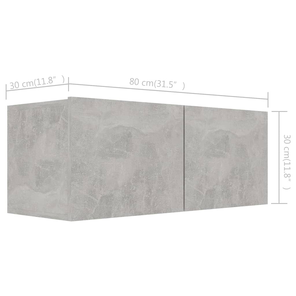 Ensemble de meubles TV 4 pcs Gris béton Bois d'ingénierie