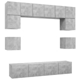 Ensemble de meubles TV 8 pcs Gris béton Bois d'ingénierie