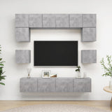 Ensemble de meubles TV 8 pcs Gris béton Bois d'ingénierie