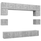 Ensemble de meubles TV 8 pcs Gris béton Bois d'ingénierie