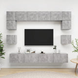 Ensemble de meubles TV 8 pcs Gris béton Bois d'ingénierie