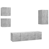 Ensemble de meubles TV 5 pcs Gris béton Bois d'ingénierie