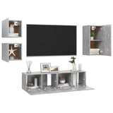 Ensemble de meubles TV 5 pcs Gris béton Bois d'ingénierie