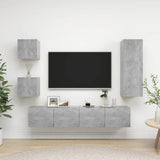 Ensemble de meubles TV 5 pcs Gris béton Bois d'ingénierie