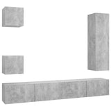 Ensemble de meuble TV 5 pcs Gris béton Bois d'ingénierie