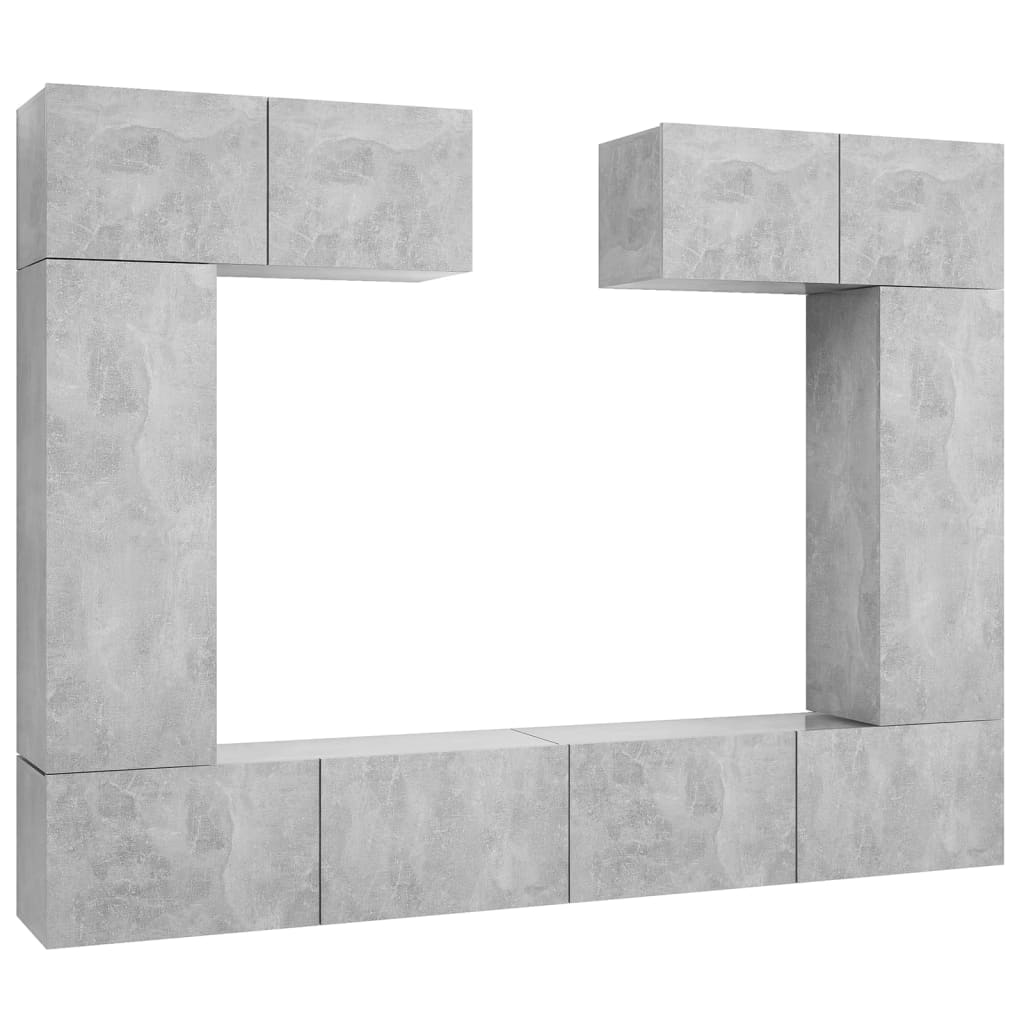 Ensemble de meubles TV 6 pcs Gris béton Bois d'ingénierie